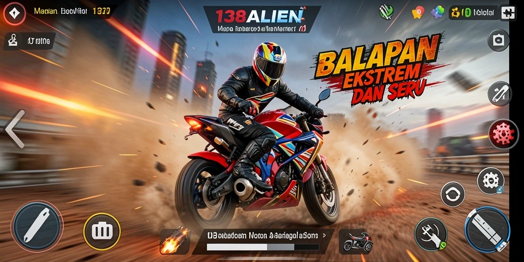 Tampilan gameplay seru dengan balapan motor yang menantang.