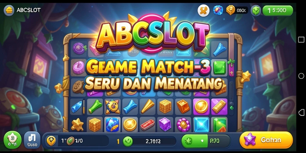 Screenshot utama ABCSLOT menampilkan gameplay Match-3 yang menarik.
