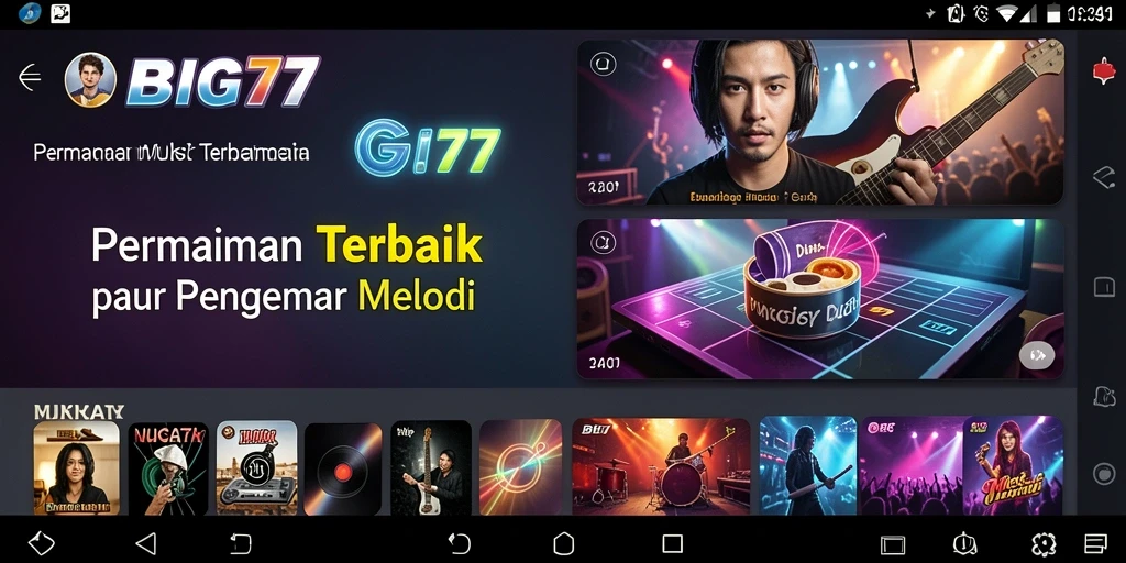 Tampilan gameplay BIG77 yang menampilkan interaksi musik yang seru.