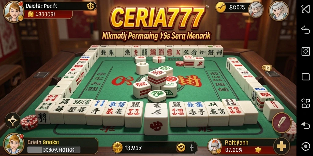 Screenshot dari gameplay CERIA777 menunjukkan aksi seru Mahjong.