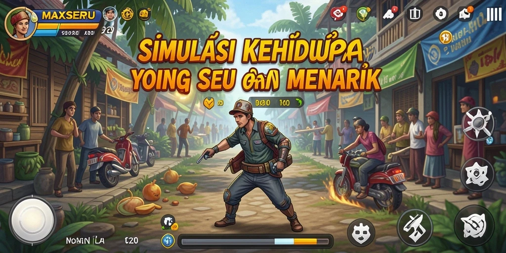 Tangkapan layar gameplay MAXSERU yang menampilkan berbagai aktivitas menarik.