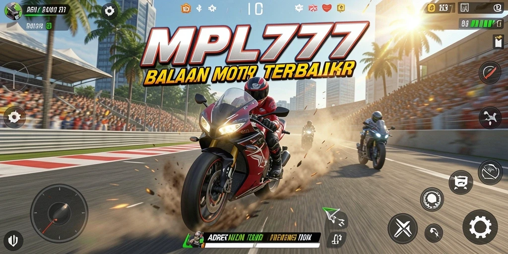 Gameplay seru dari MPL777 saat balapan motor di lintasan yang menantang.