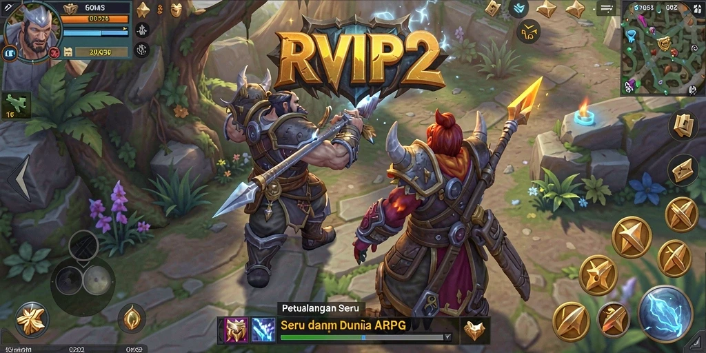 Skrinsut utama RVIP2 menampilkan aksi seru dalam pertempuran ARPG.